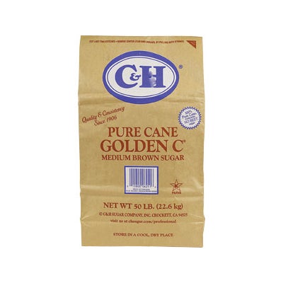 C&H Pure Cane Golden C Sugar, Medium Brown, 50 Pounds