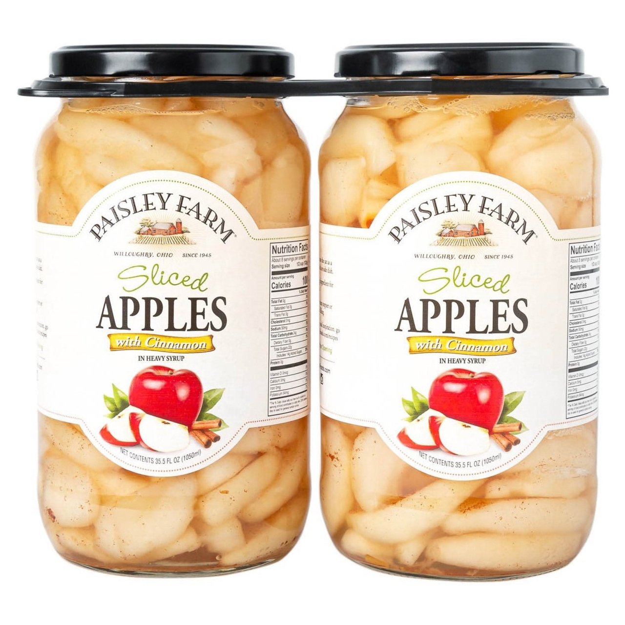 Paisley Farm Sliced Apples with Cinnamon, 2-Pack, 35.5 oz Each