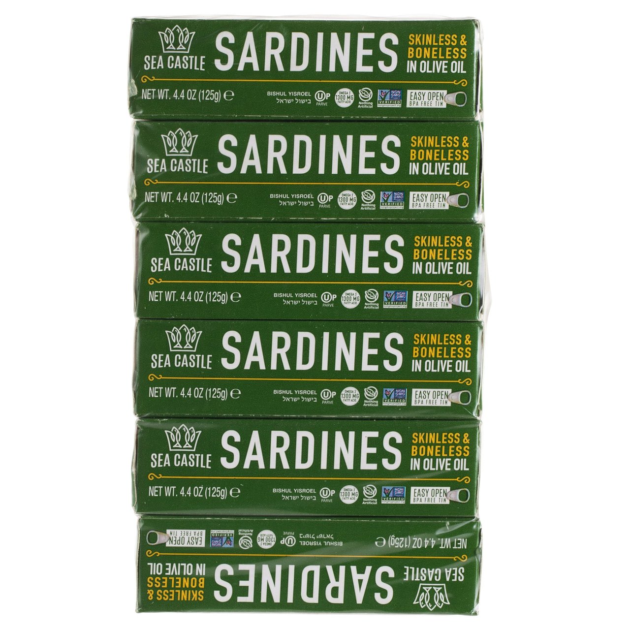 Sea Castle Sardines in Olive Oil 6/4.4 Ounce Cans - Image 1