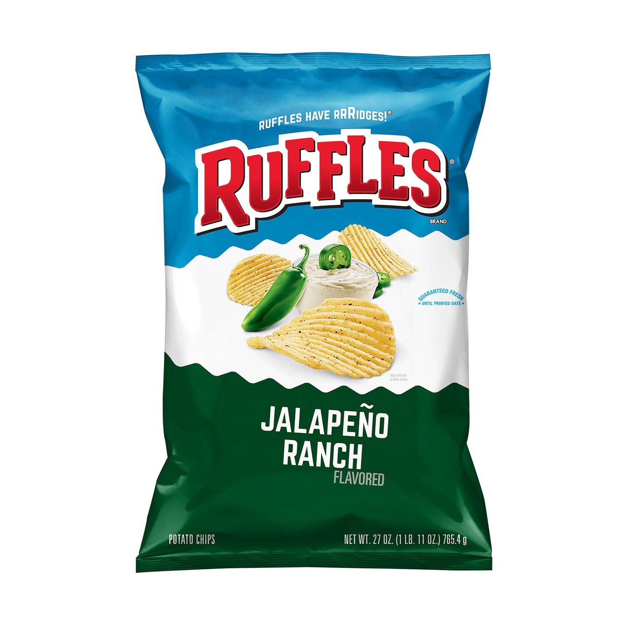 Ruffles Jalapeño Ranch Flavored Potato Chips 27 oz - Image 1