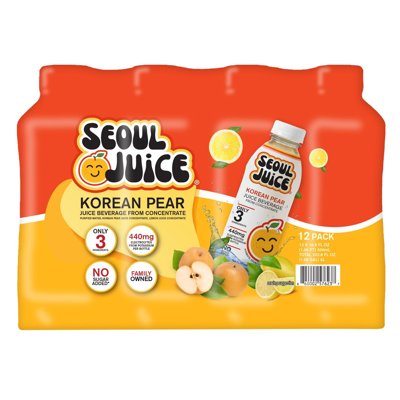 Seoul Juice Korean Pear Juice, 12 x 16.9 oz Bottles - Image 1