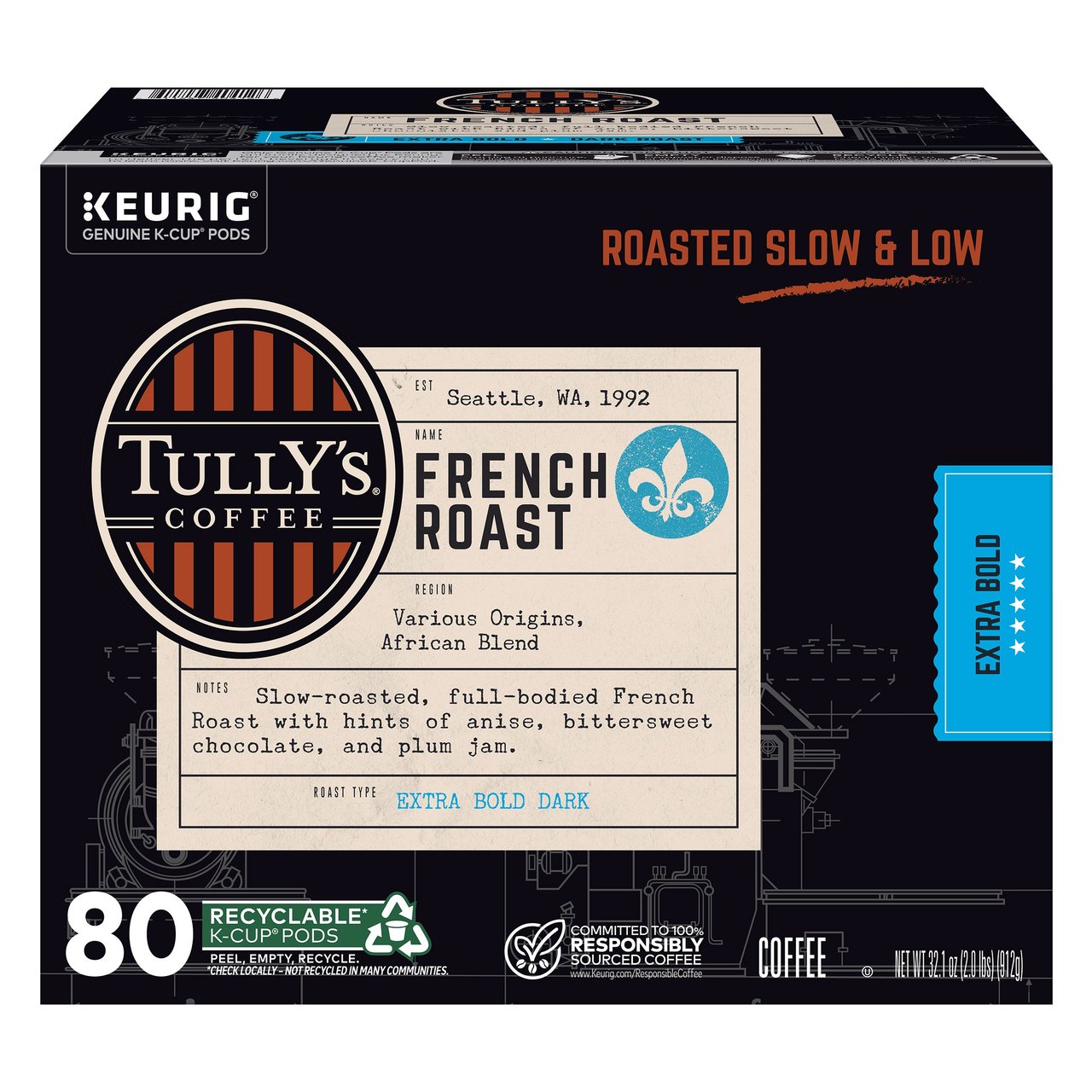 Tully's French Roast 80 CT K-Cup Pods - Image 1