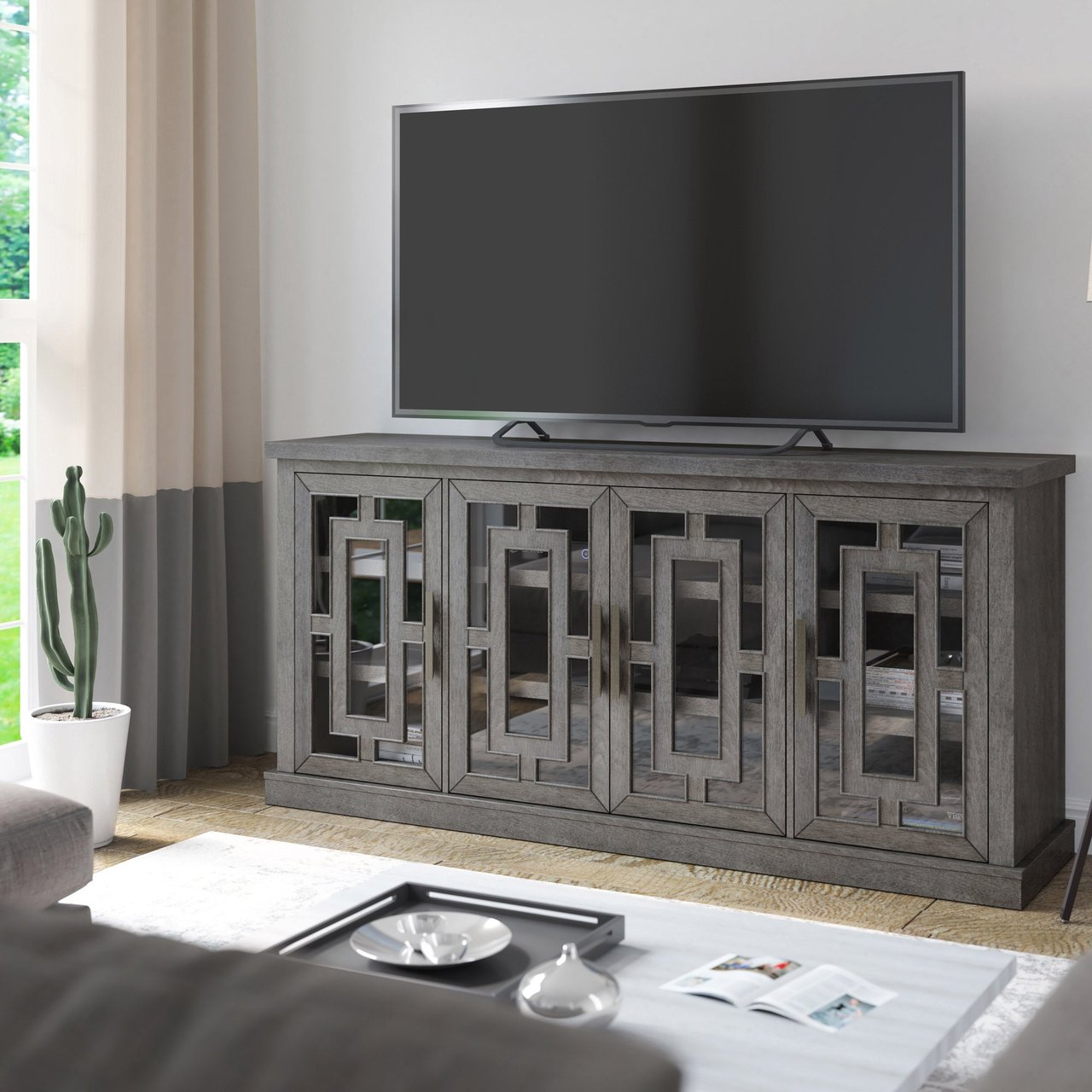 GLASS DOOR 72" ACCENT CONSOLE - Image 1