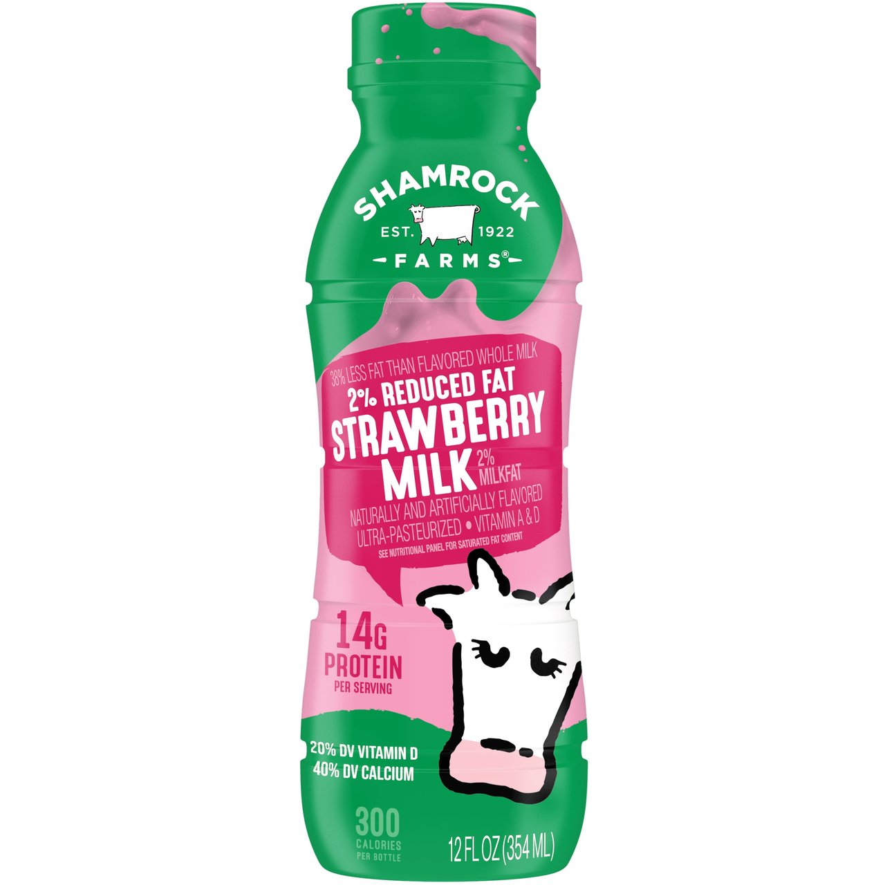 Shamrock Farms 2% Strawberry Milk 12/12 oz - Image 1