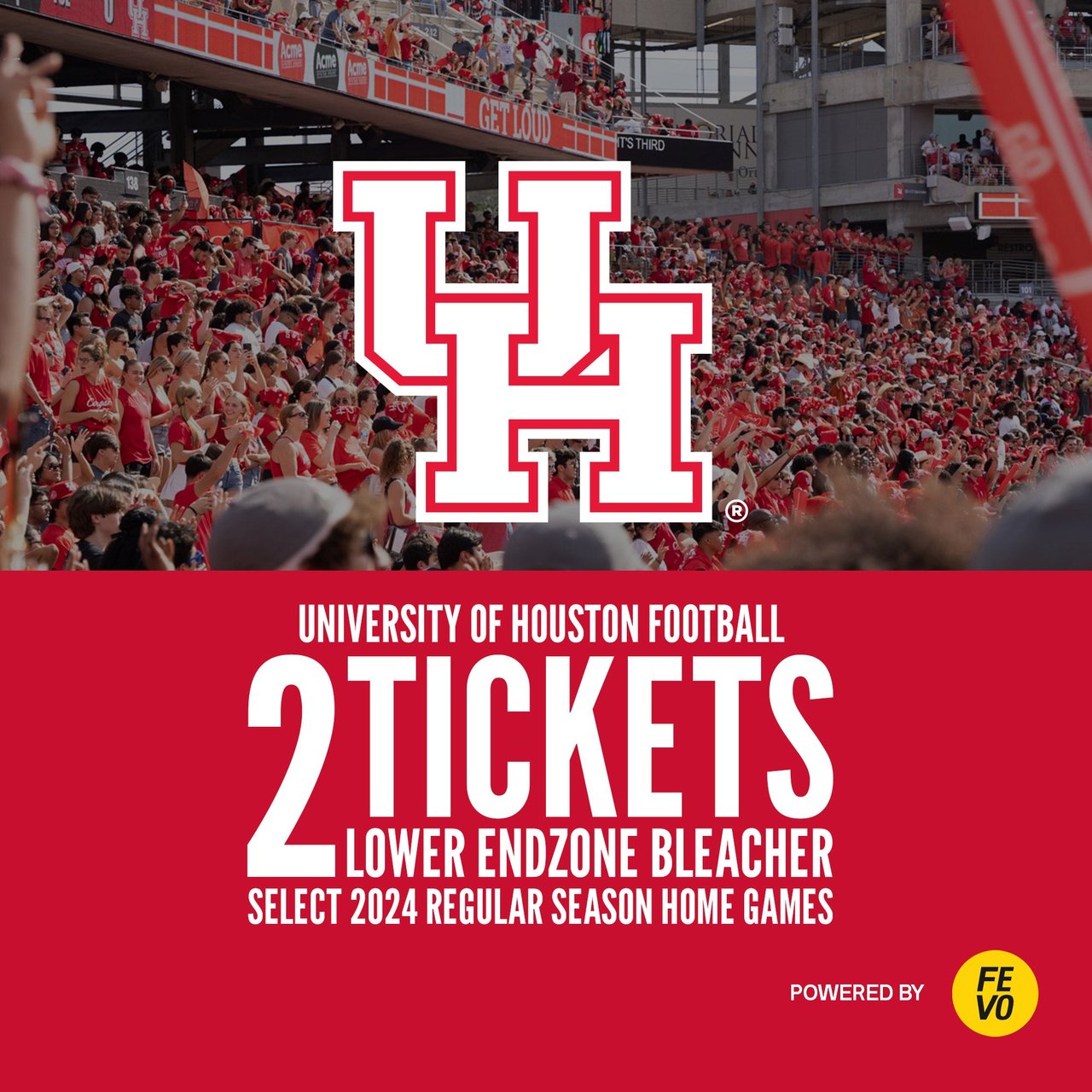 NCAA University of Houston 2 Lower Bleacher Tickets (Non-Refundable)