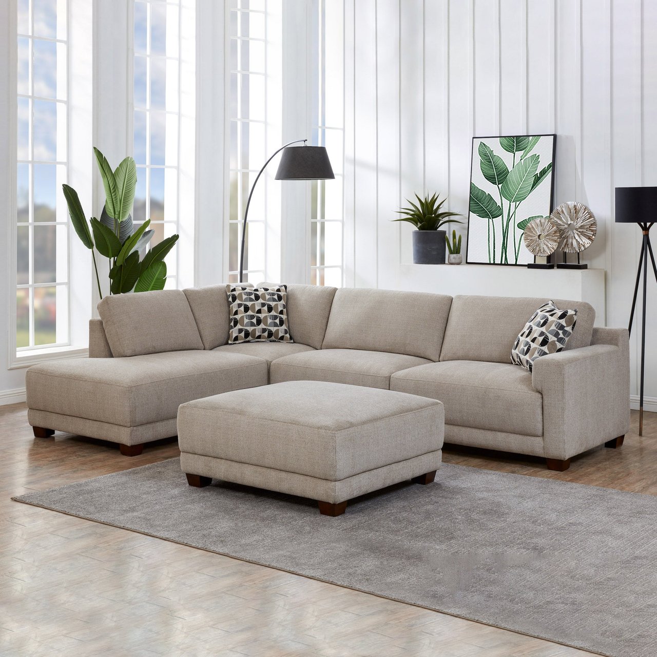 Synergy Home Raylin Fabric Sectional with Ottoman - Image 1