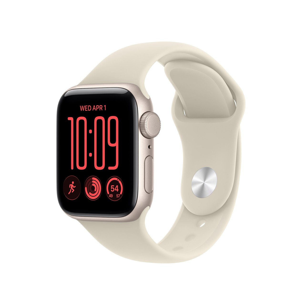 Apple Watch SE 3 GPS 40mm Starlight Aluminum Case with Sand Sport Band, S/M - Image 1