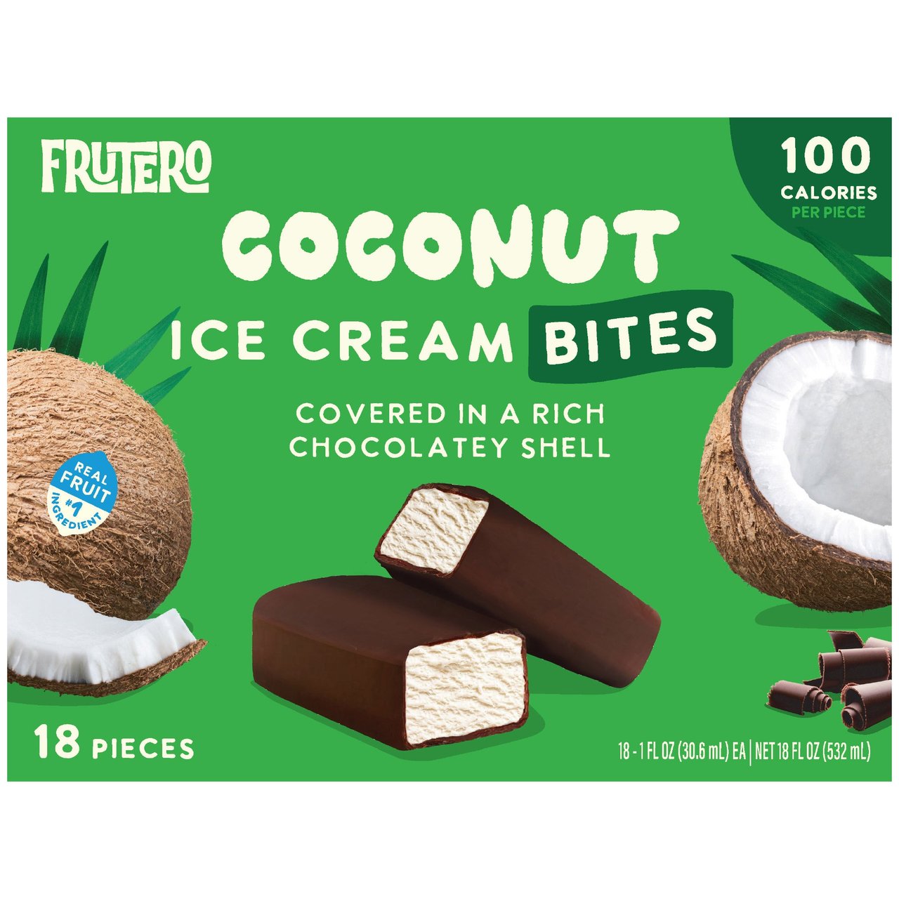 Frutero Ice Cream Coconut Bites, 18 Count, 18 oz - Image 1