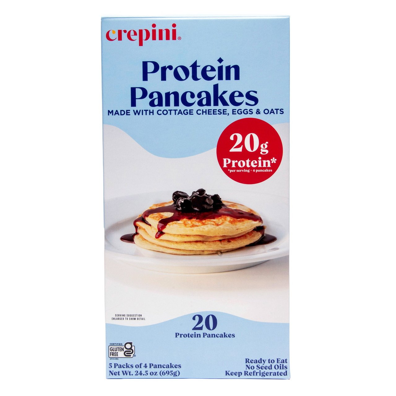 Crepini Cottage Cheese Protein Pancakes, 5 Packs of 4 CT - Image 1
