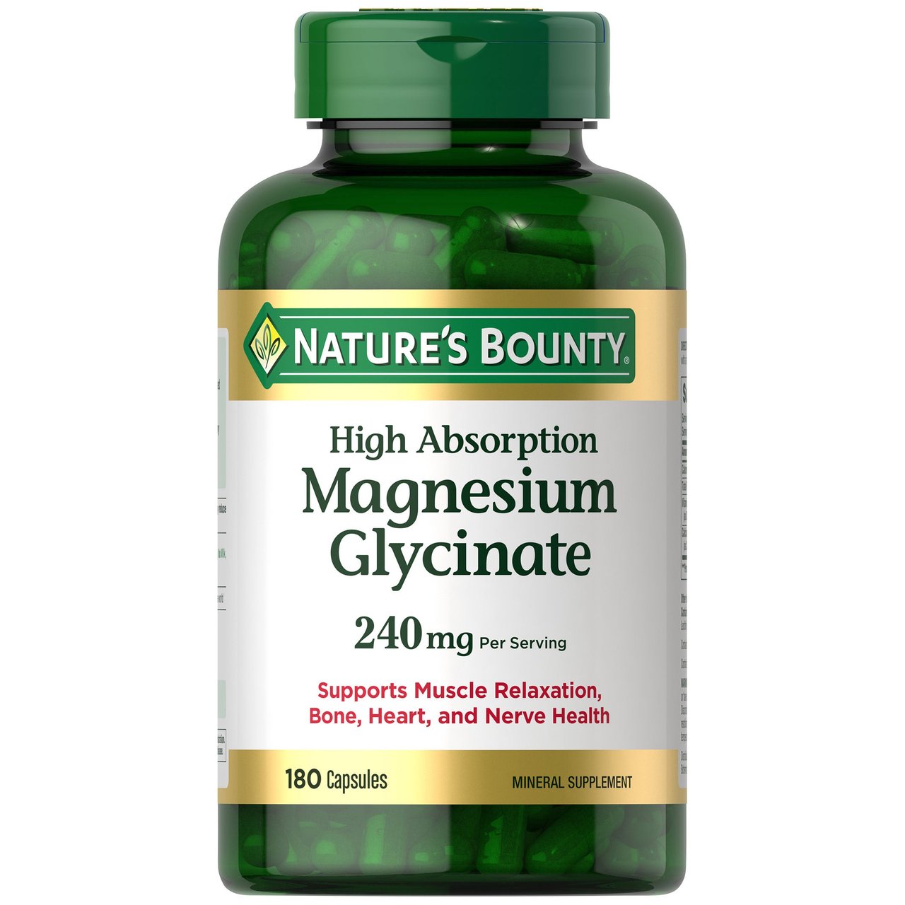 Nature's Bounty Magnesium Glycinate 240mg 180 Capsules - Image 1