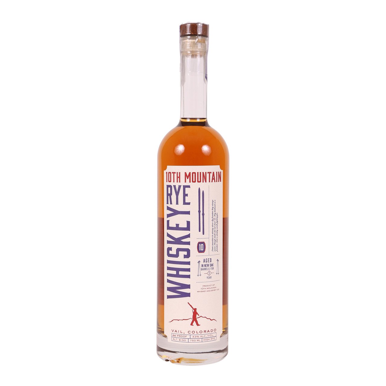10th Mountain Rye Whiskey Colorado 750ML - Image 1
