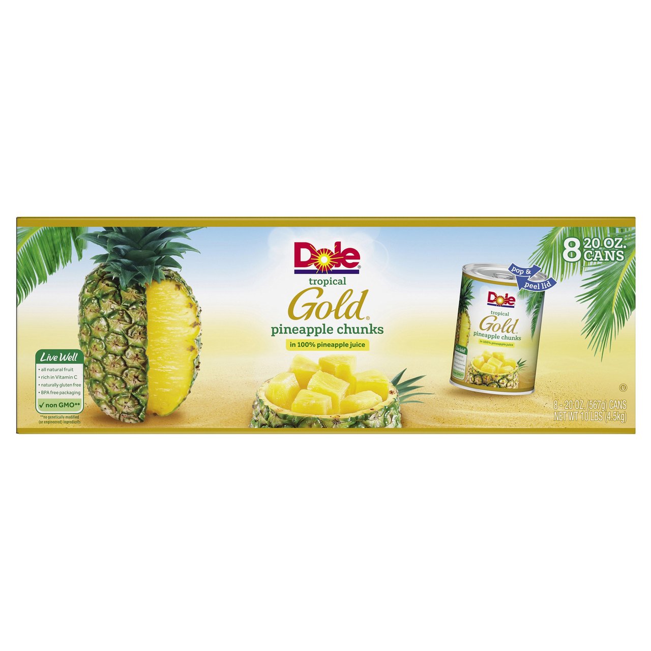 Dole Tropical Gold Pineapple Chunks 8/20 oz - Image 1