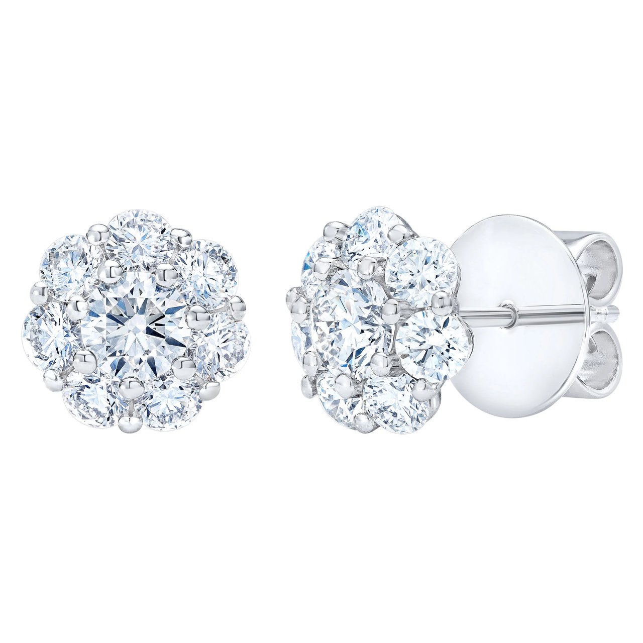 14kt White Gold VS2 I 1.73 CTW Diamond Halo Earrings - Image 1