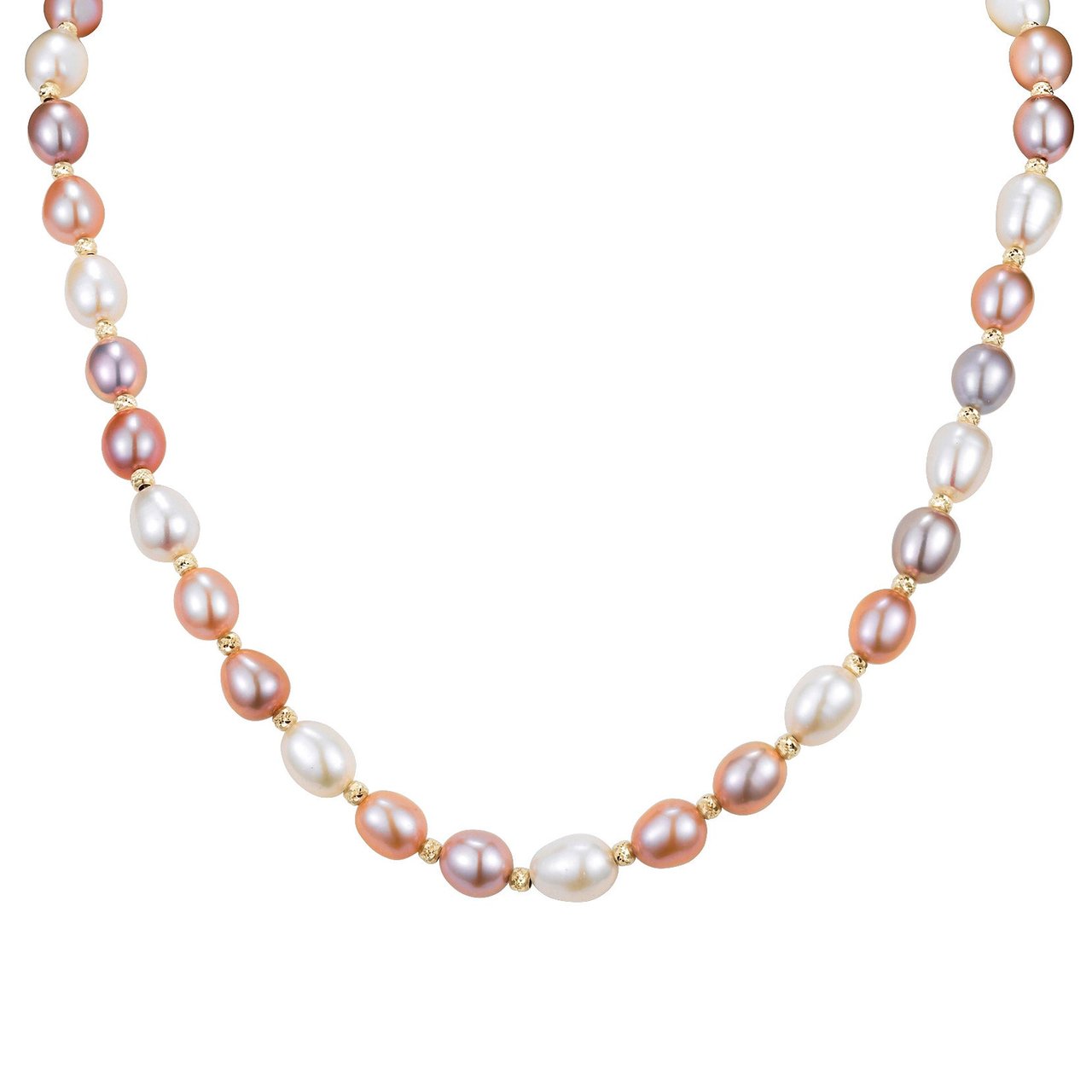 14kt Gold 8-9mm Multi-Color Pink Freshwater Cultured Pearl 21" Strand - Image 1