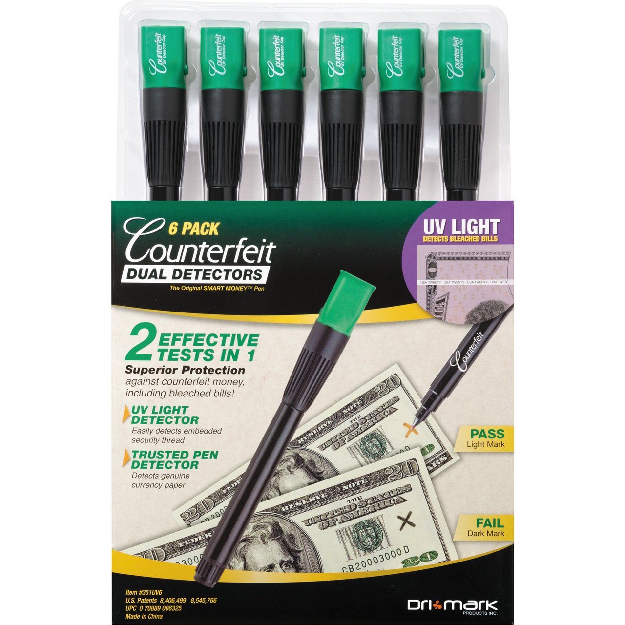Drimark UV Penlight Counterfeit Detector DRI351UV6, 6-Pack