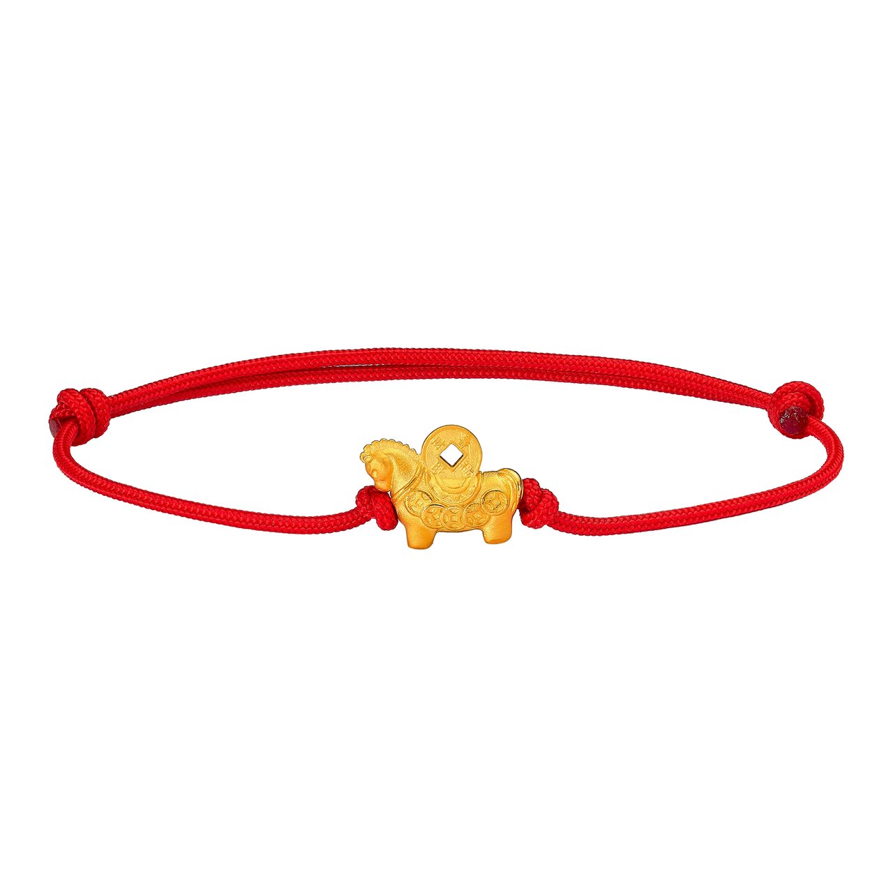 24kt Yellow Gold Horse Coin Bracelet with Adjustable Cord, 8" - Image 1
