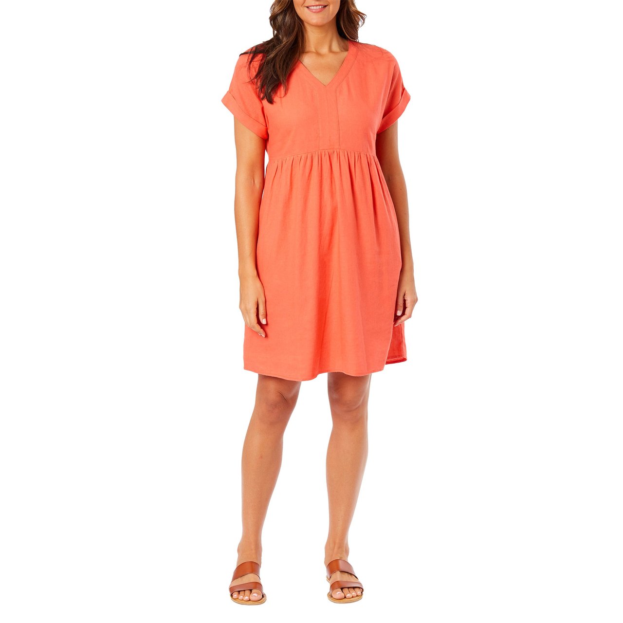 BRIGGS LADIES SHORT SLEEVE LINEN DRESS - Image 1