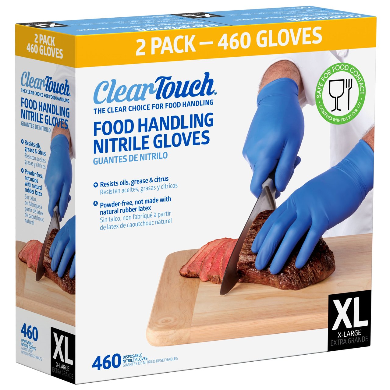 Clear-Touch Food Handling Nitrile Gloves, Extra-Large, Blue, 2/230 CT - Image 1