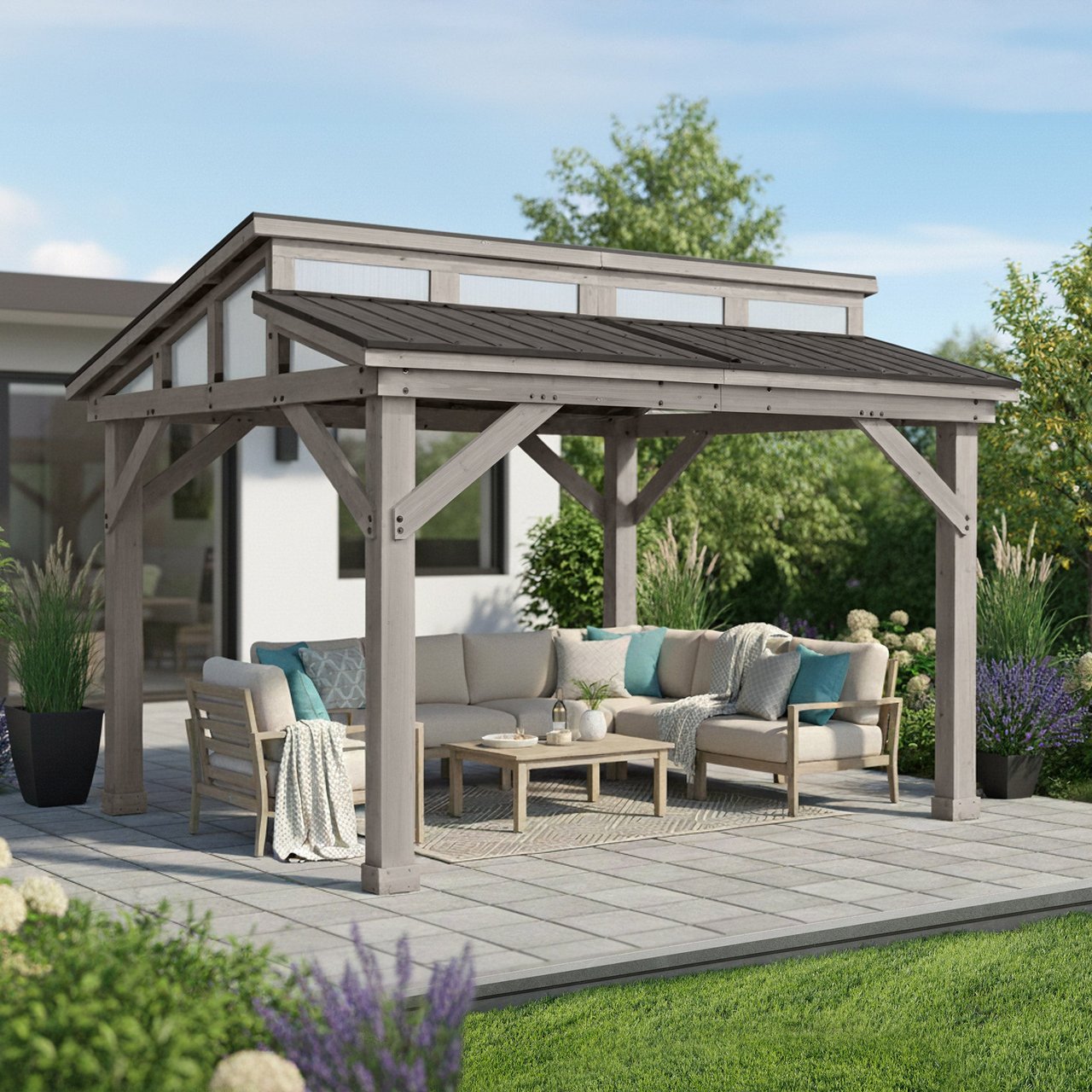 YARDISTRY SPLIT ROOF GAZEBO 12' L X 14" W - Image 1