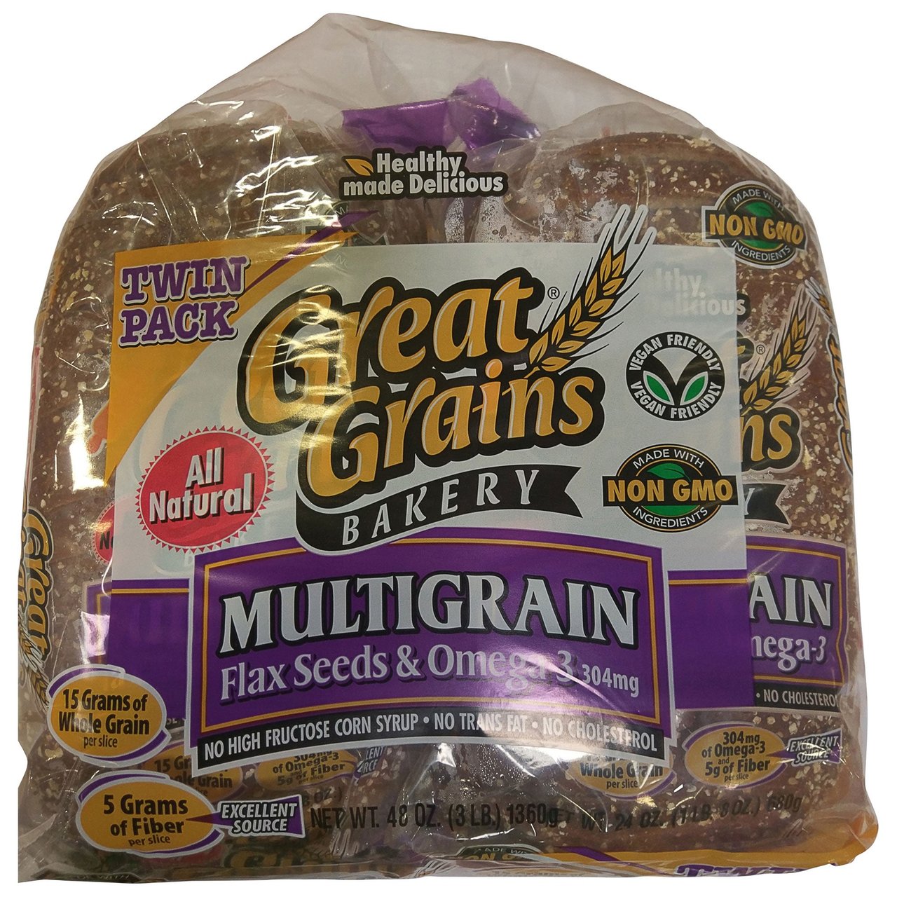 Great Grains Bakery Multigrain Wide Pan Bread, 2-Pack (24 oz each) - Image 1