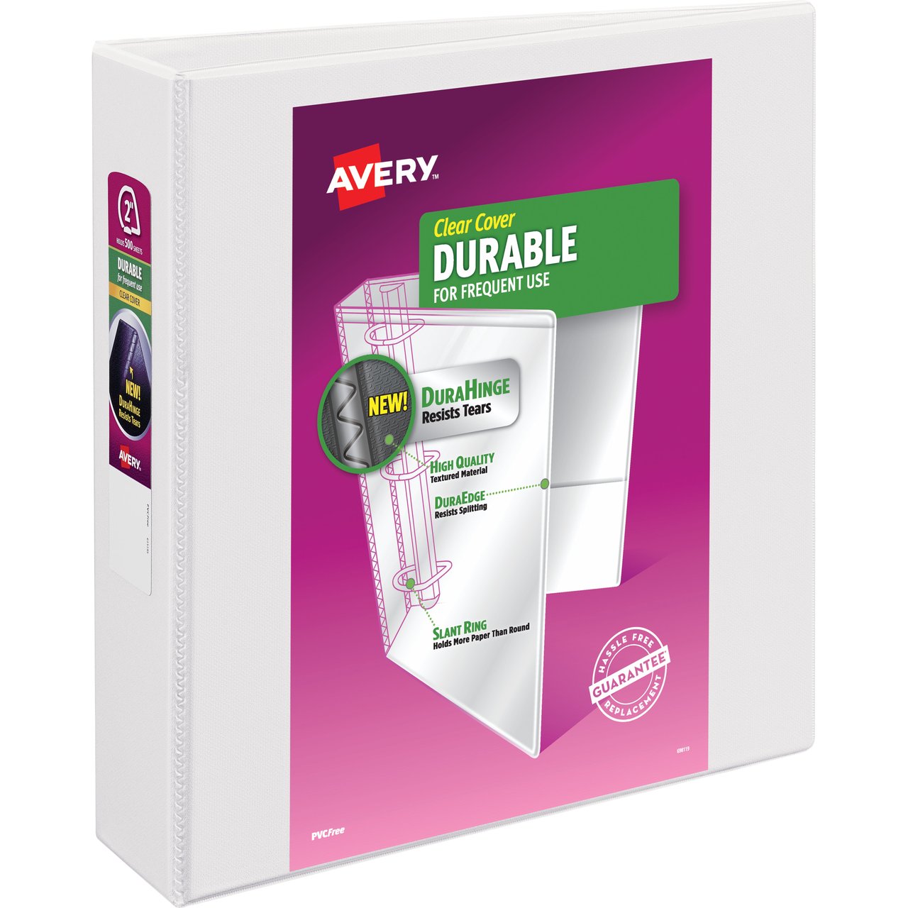 Avery Durable View 3-Ring Binder, 2" Slant Rings, White, 3-Pack (AVE17032KT) - Image 1