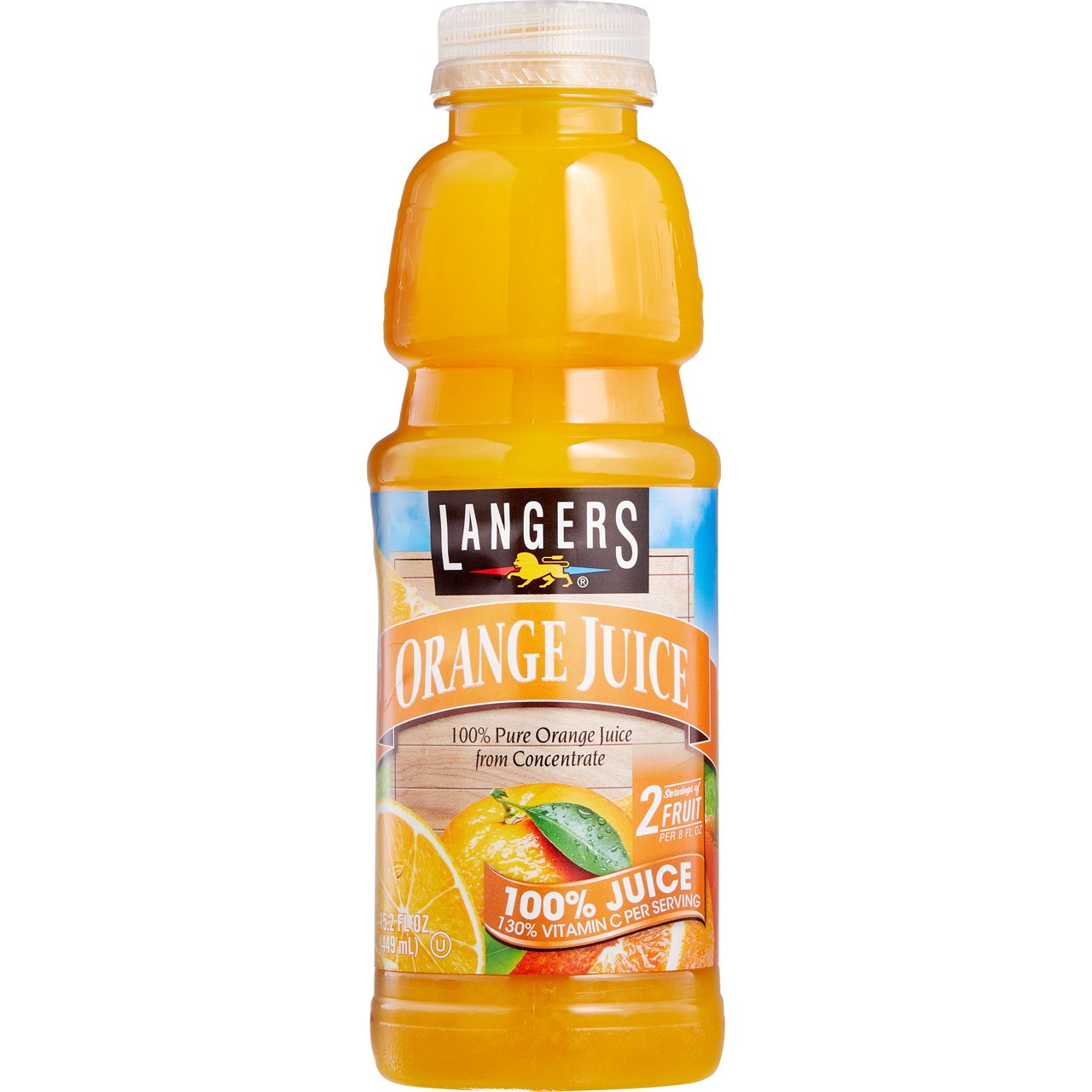Langers 100% Orange Juice, 15.2 fl oz, 24-Count - Image 1