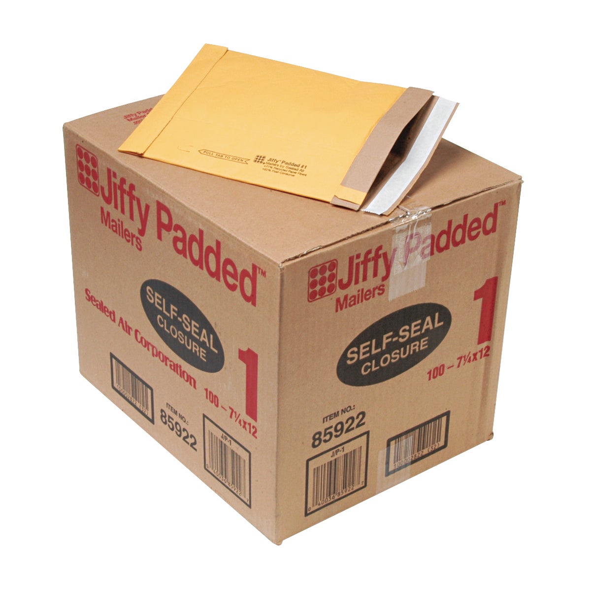 Sealed Air Jiffy #1 Self-Seal Padded Mailer, 7.25" x 12", 100 Count