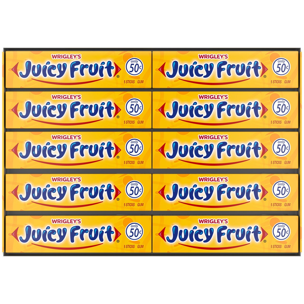 Wrigley's Juicy Fruit Gum, 40-Count / 5-Stick Packs - Image 1
