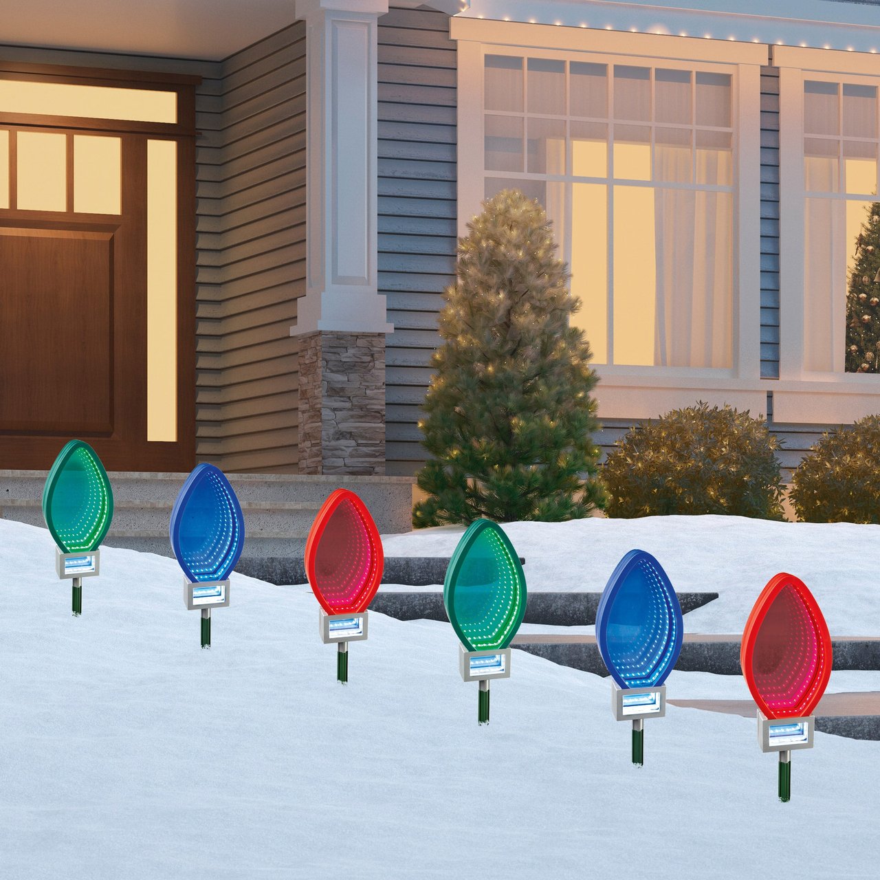 9" LED INFINITY ^ MIRROR PATHWAY LIGHTS SET OF 6 - Image 1