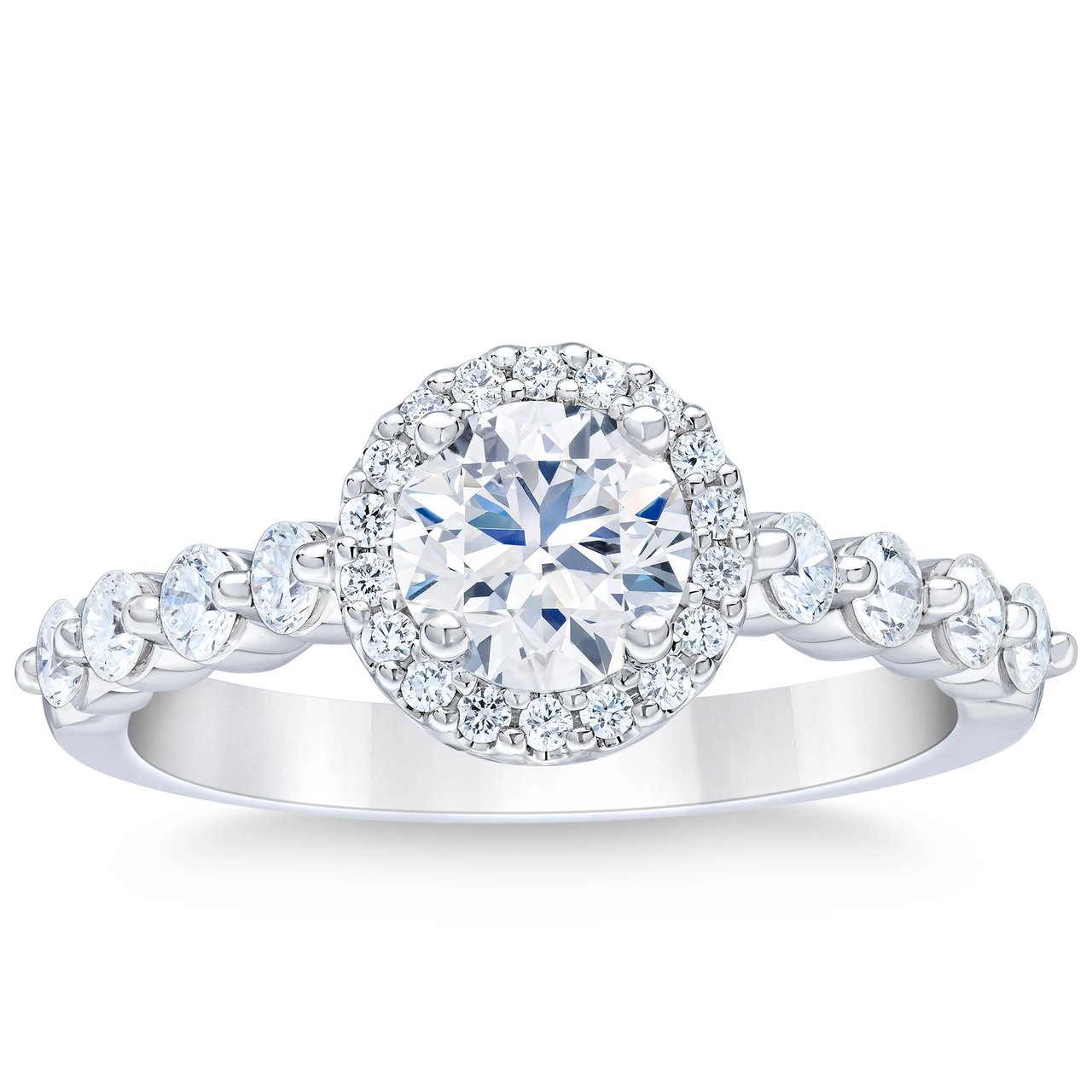 1.20 CTW Round Diamond Platinum Halo Ring, VS2, "I" Color, 0.70 ct Center, Size 7 - Image 1