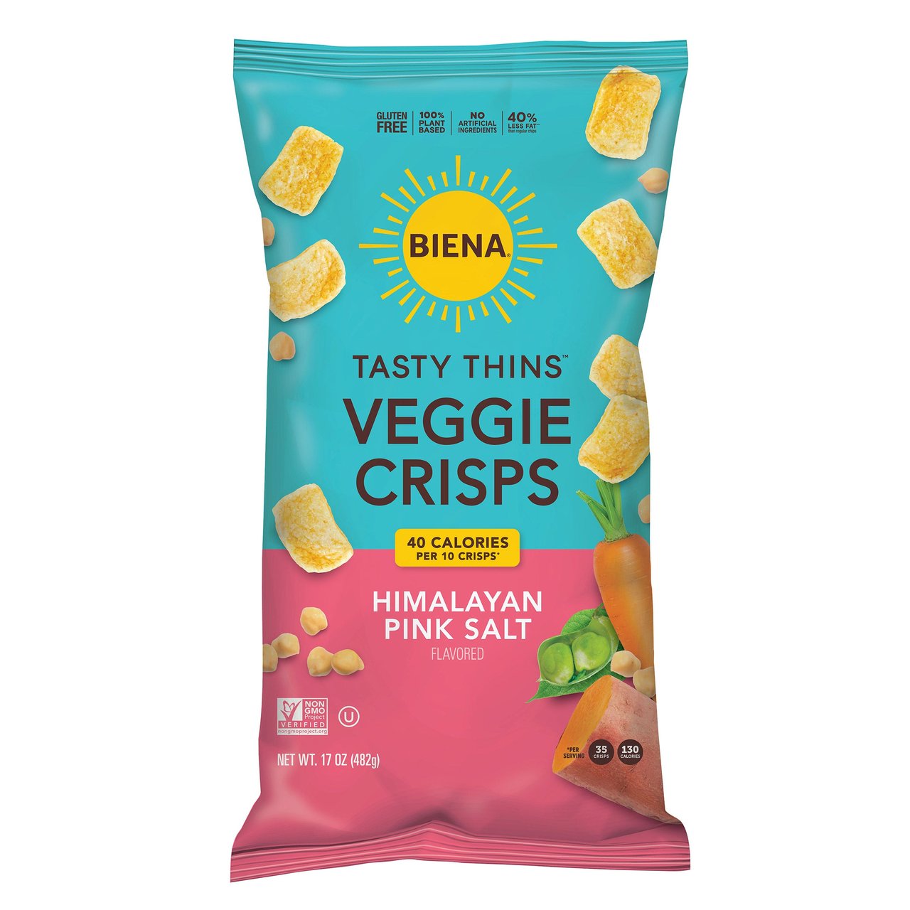 Biena Tasty Thins Veggie Crisps, Himalayan Pink Salt, 17 oz