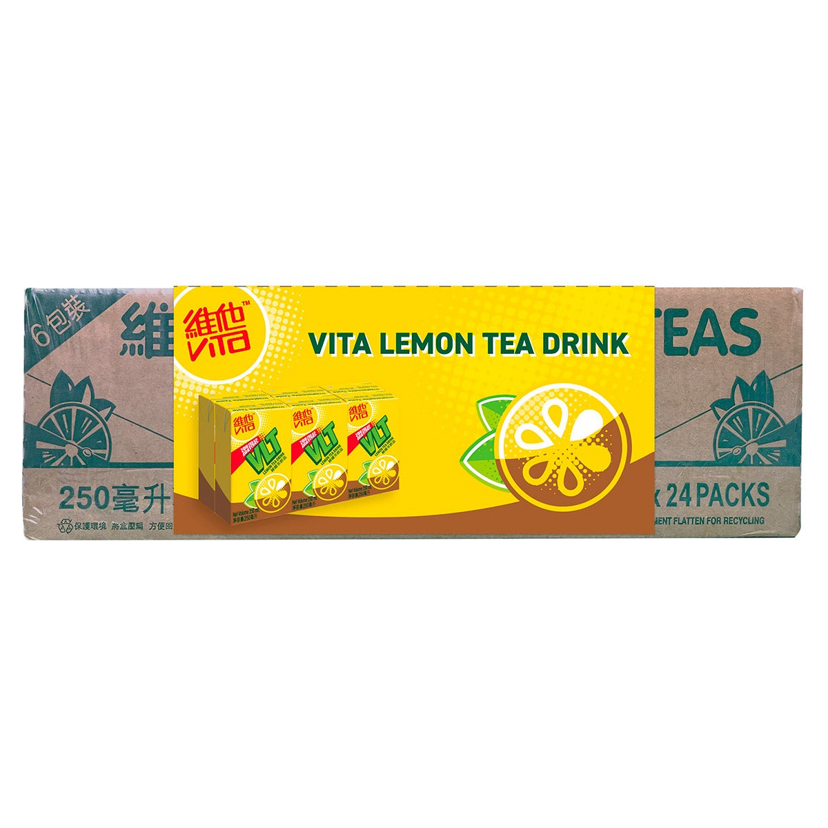 Vita Lemon Tea Drink, 24 Pack, 8.45 Ounces Each - Image 1
