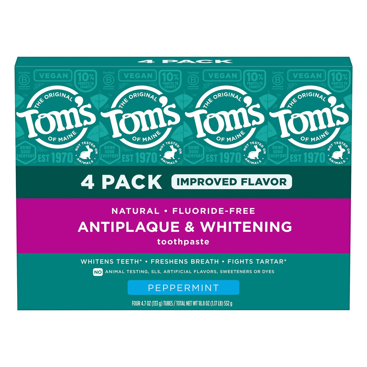 Tom's of Maine Antiplaque & Whitening Toothpaste 4/4.7oz - Image 1