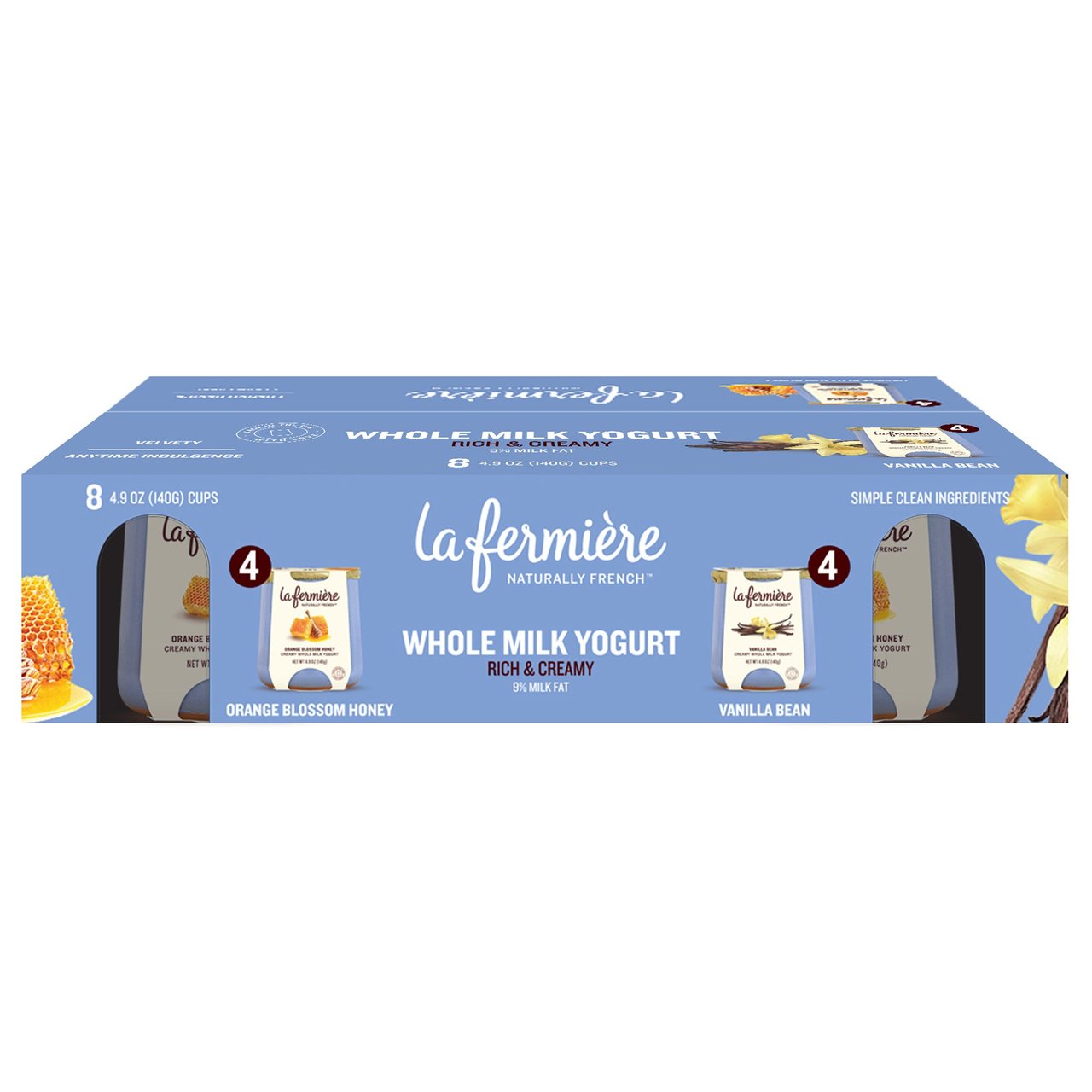 La Fermière Vanilla Bean & Orange Blossom Honey Yogurt 8-Pack, 4.9 oz Each - Image 1
