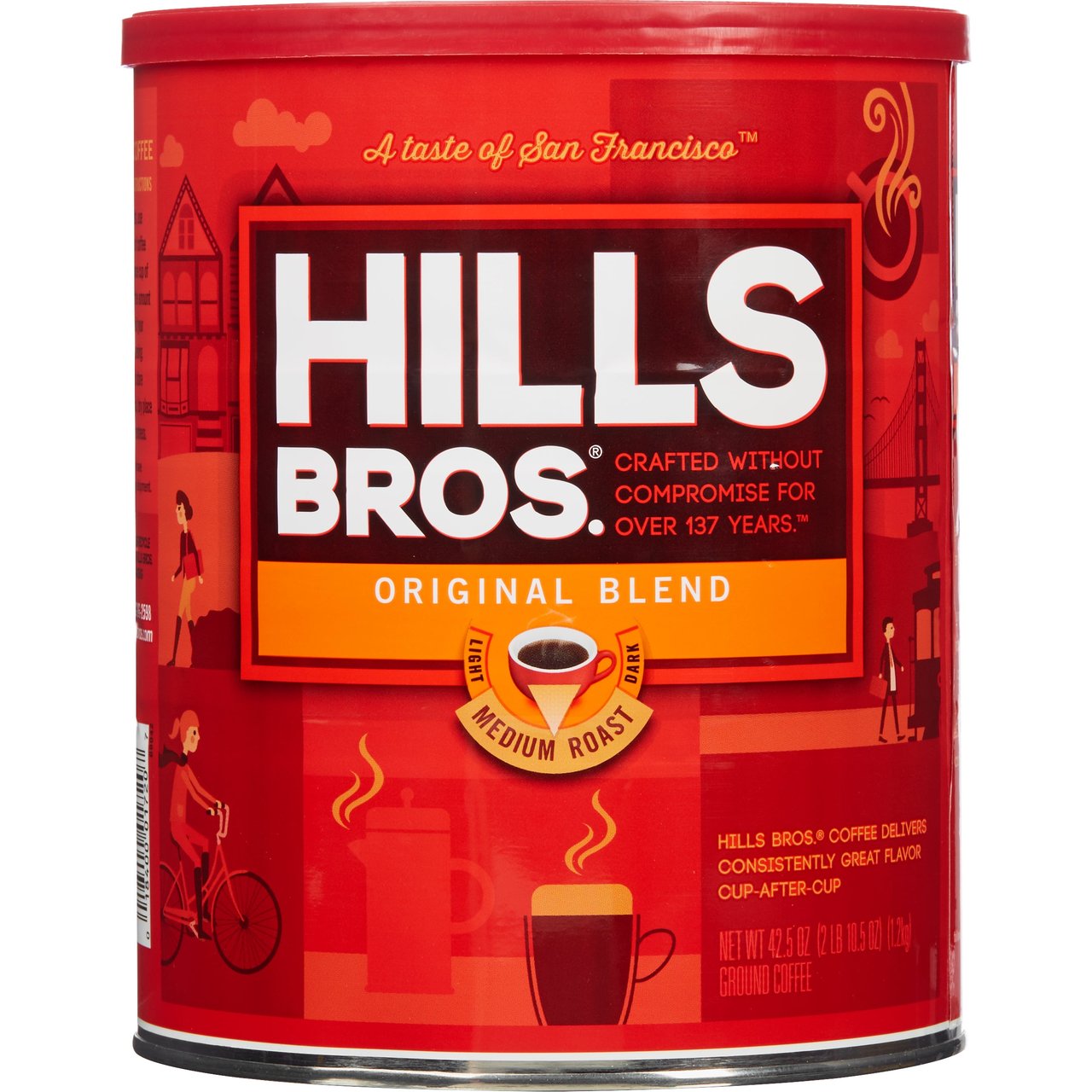 Hills Brothers Original Blend Ground Coffee, Regular, Medium Roast, 42.5 oz