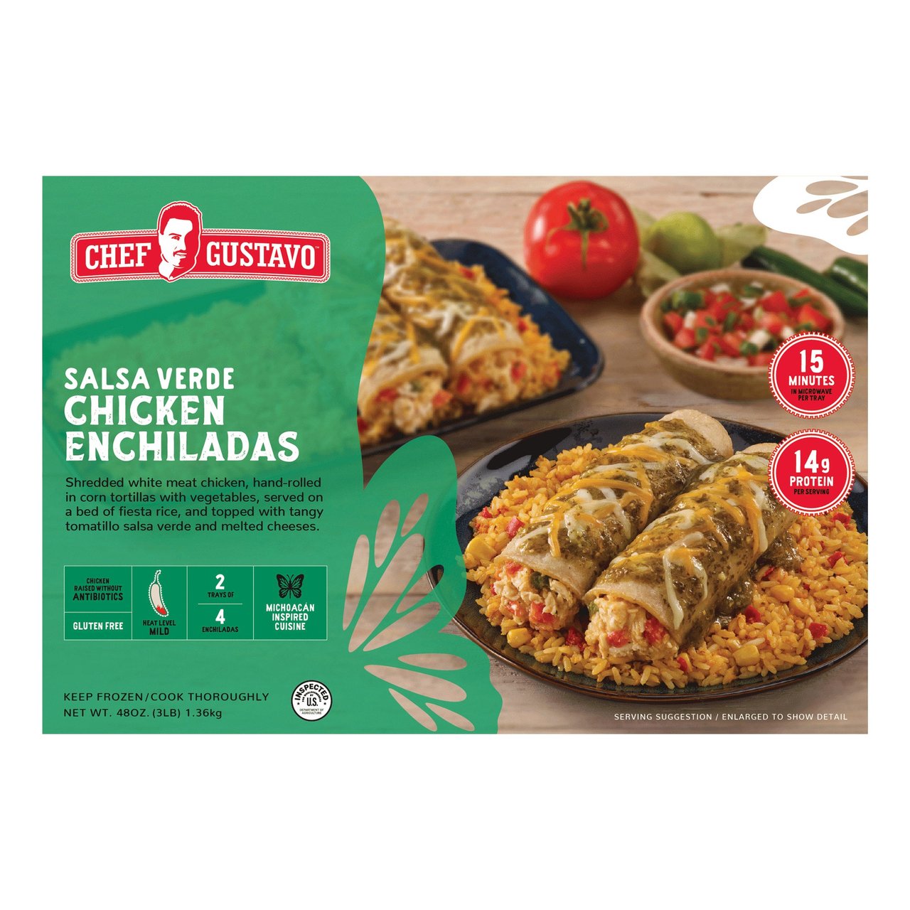 Chef Gustavo Salsa Verde Chicken Enchiladas, 48 oz - Image 1