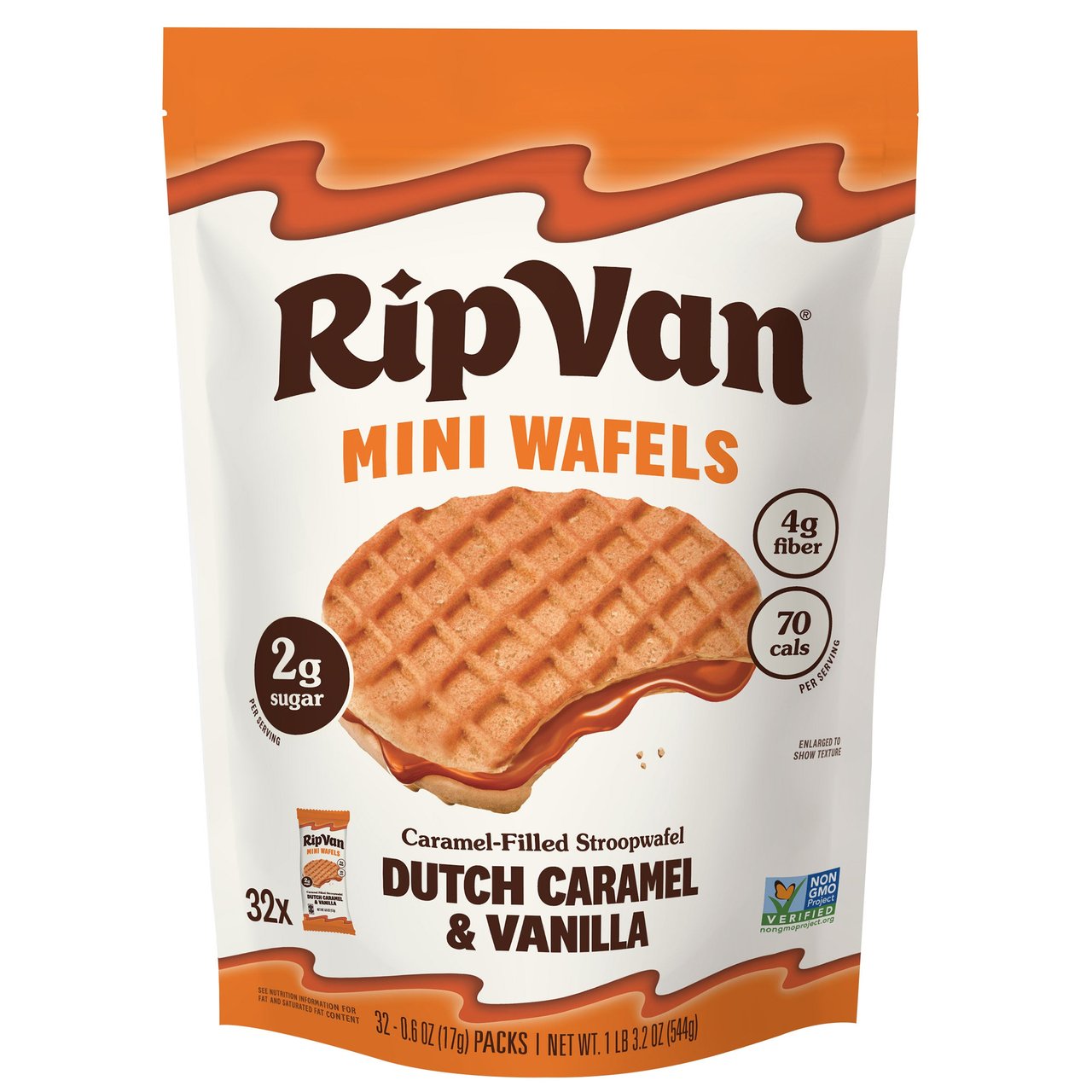 Rip Van Wafels Low Sugar Mini Wafels 32/2CT (19.2 oz) - Image 1