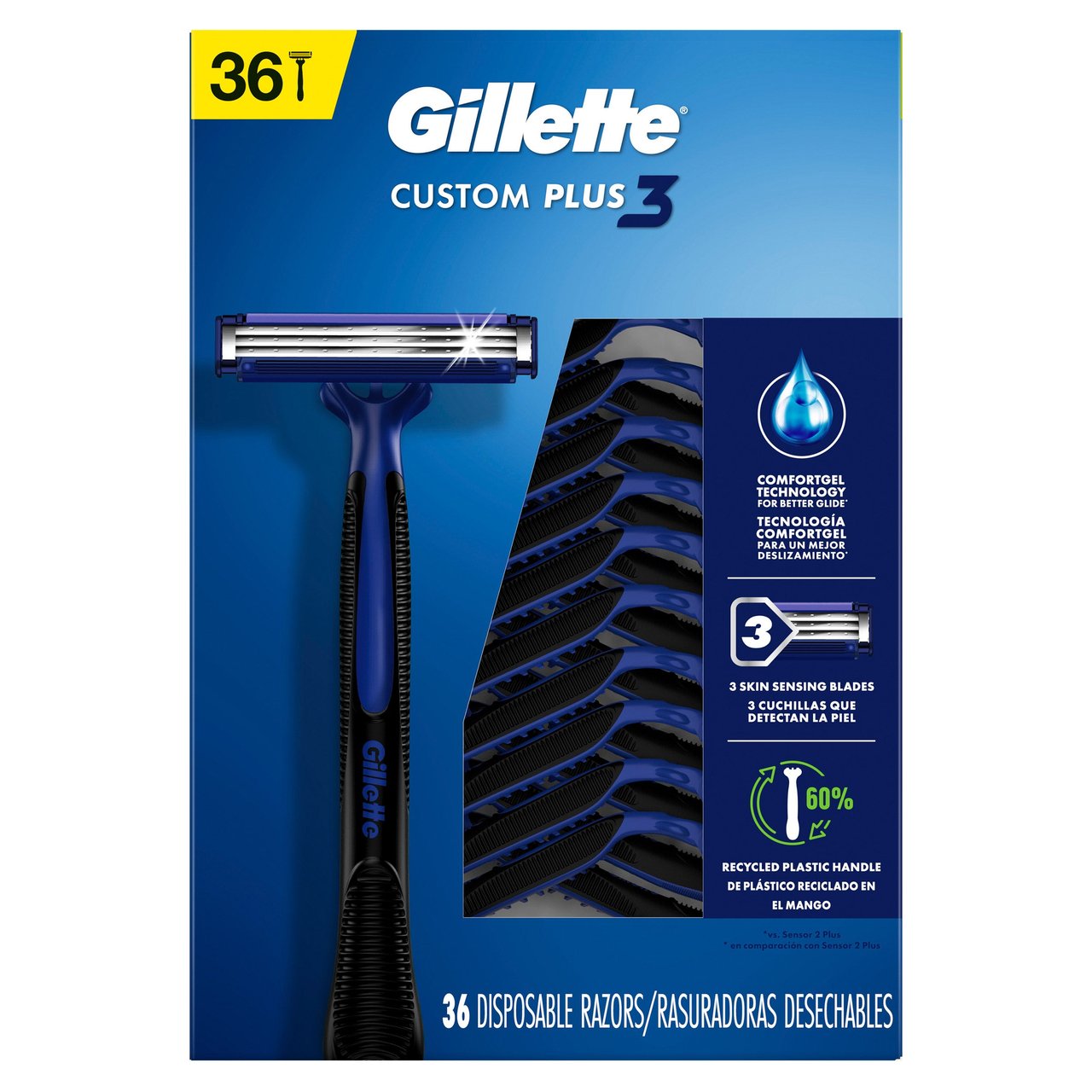 Gillette Custom Plus3 Disposable Razors, 36-Count - Image 1
