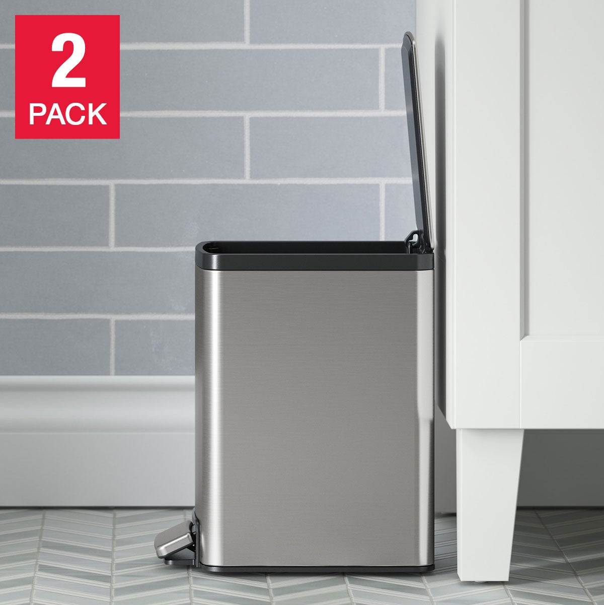 Kohler 6L Stainless Steel Step Trash Can, 2-Pack - Image 1
