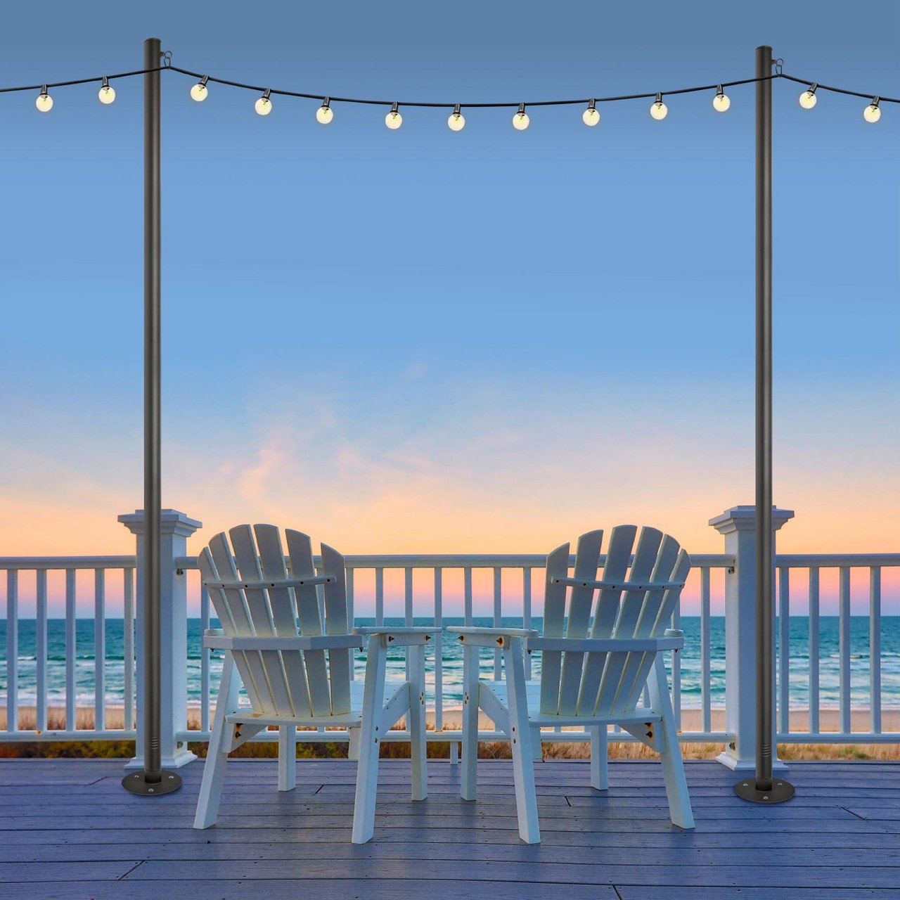 Excello Global Products 10 ft. String Light Pole, 2-Pack - Image 1