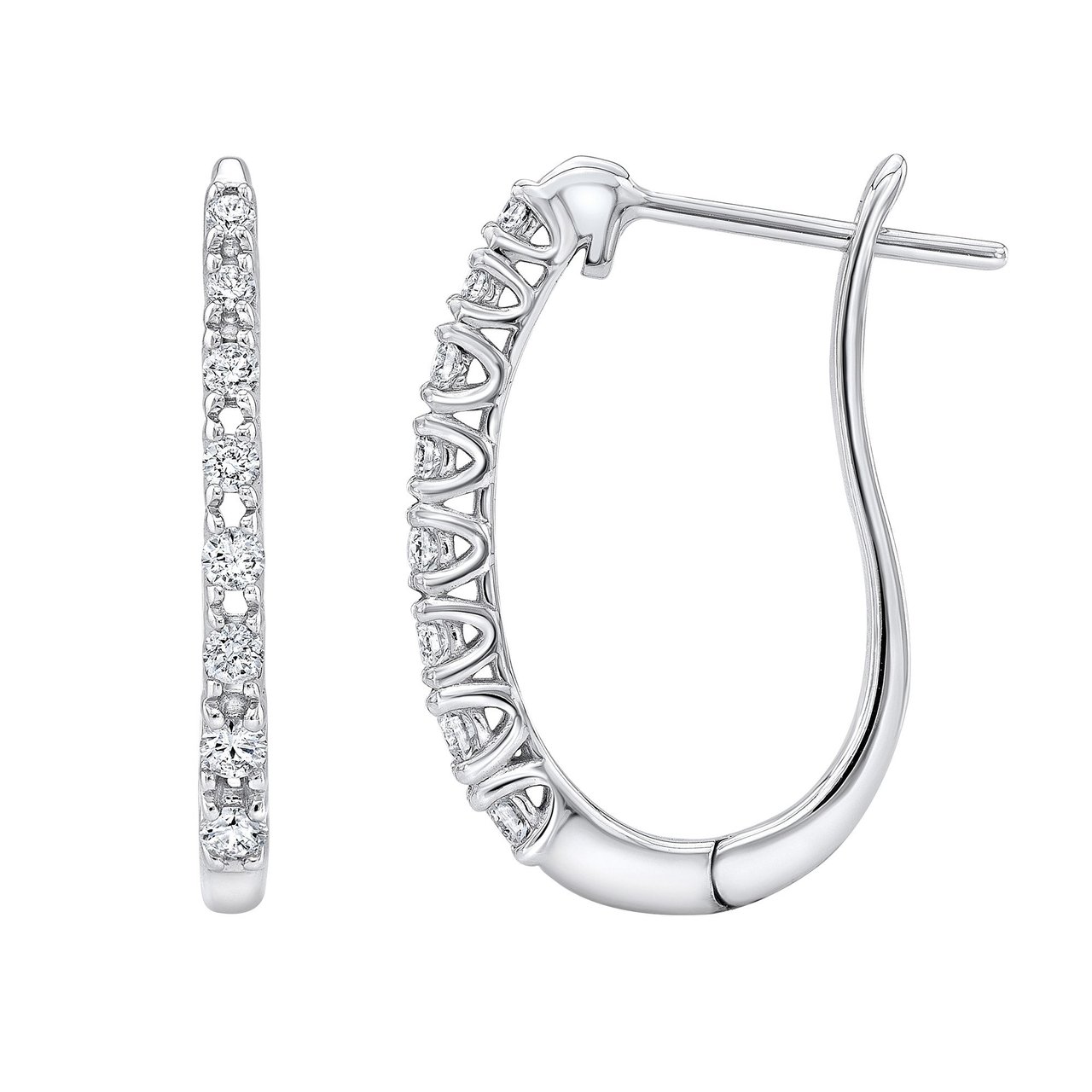 14kt White Gold VS2 I 0.25ctw Round Diamond Hoop Earrings - Image 1