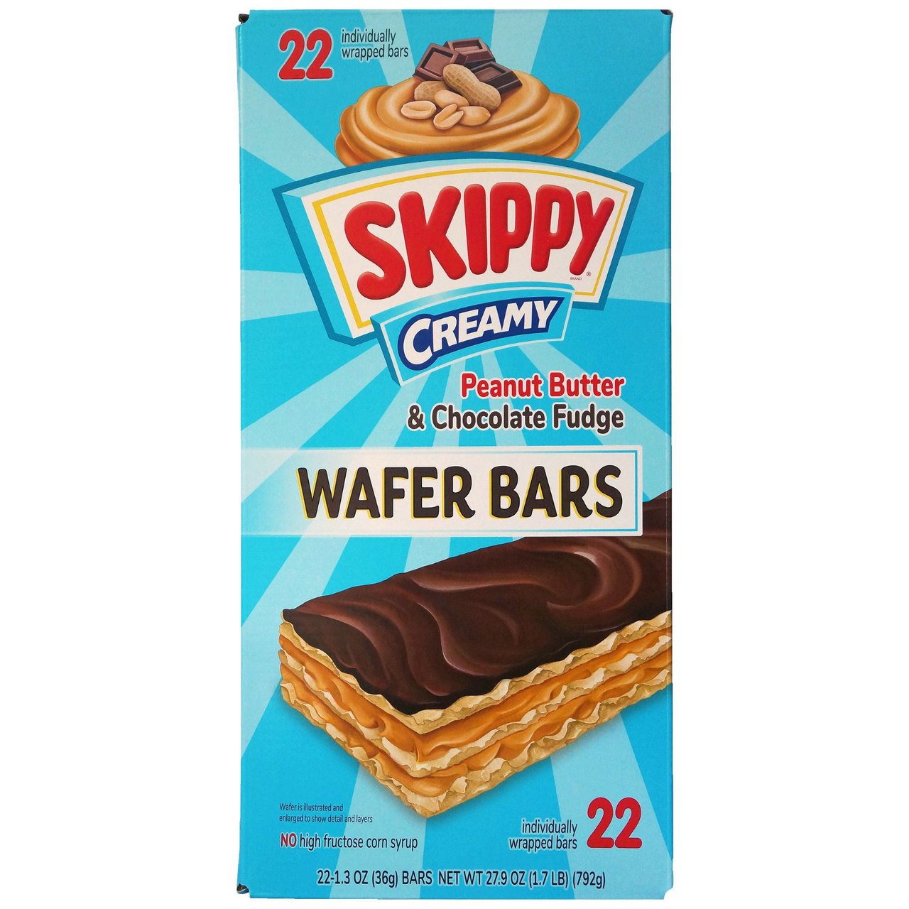 SKIPPY Creamy Peanut Butter & Chocolate Fudge Wafer Bars, 22 ct / 1.3 oz - Image 1