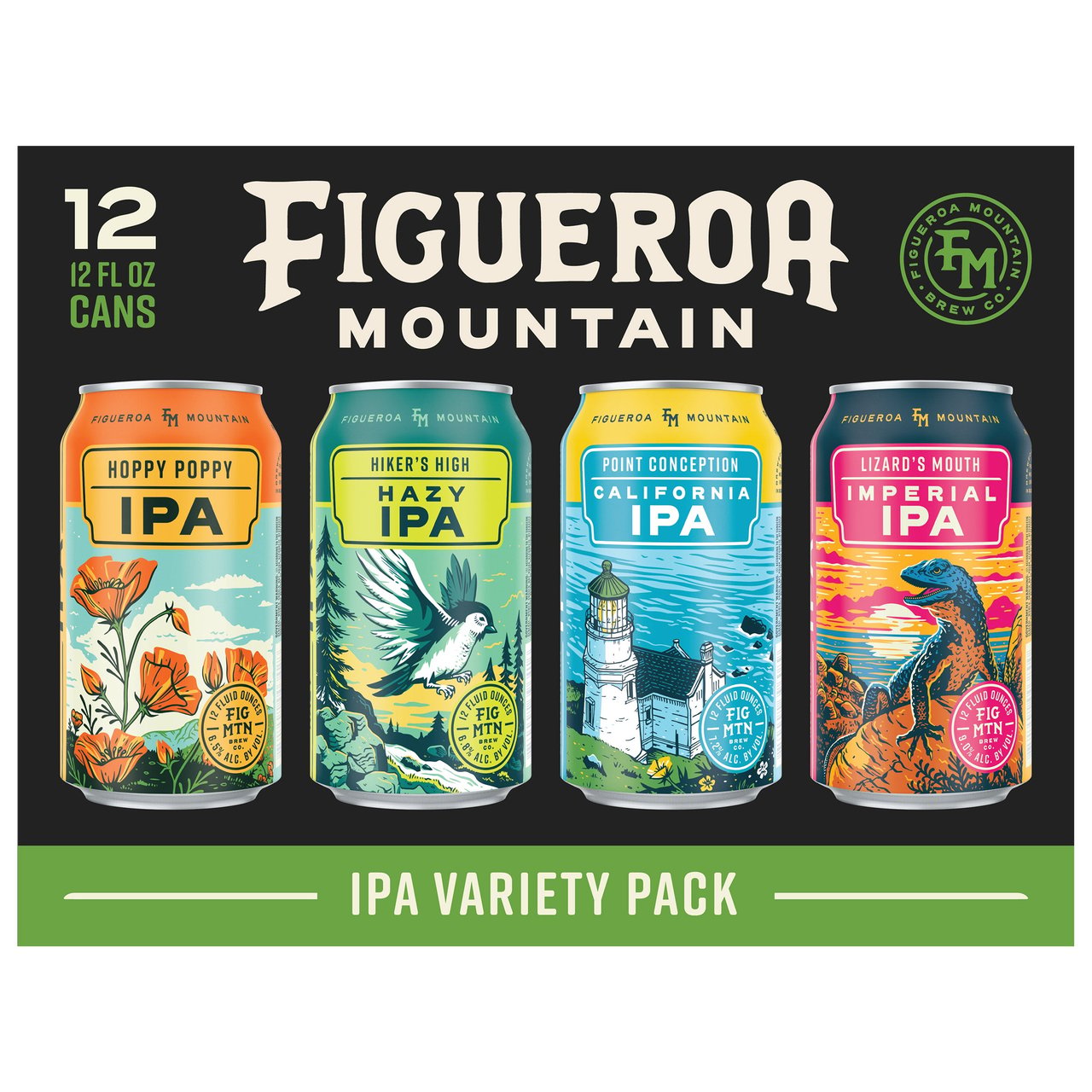 Figueroa Mountain Brewing IPA Variety Pack, 12 x 12 oz Cans