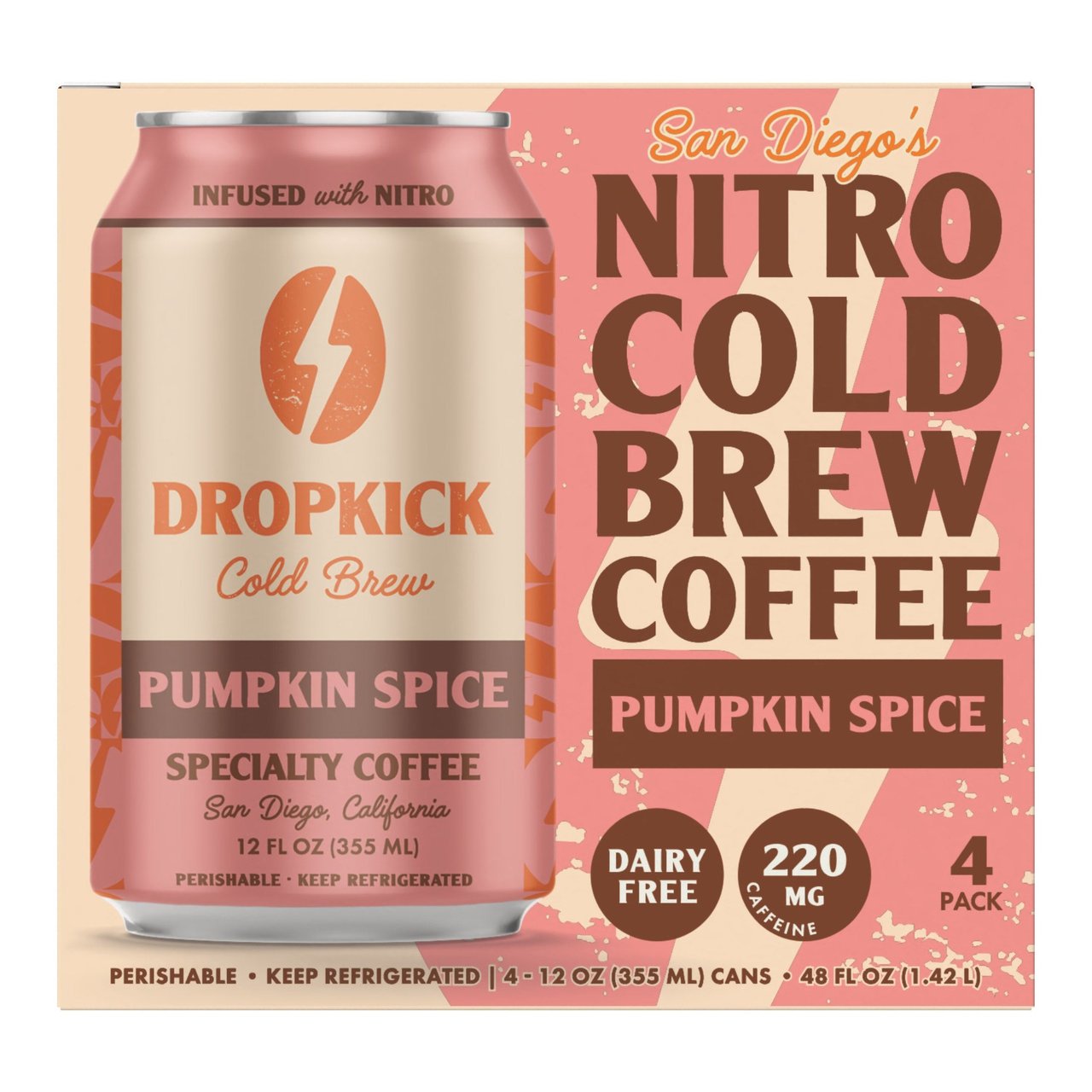DROPKICK COLD BREW PUMPKIN SPICE COFFEE 4/12OZ SAN DIEGO CA - Image 1