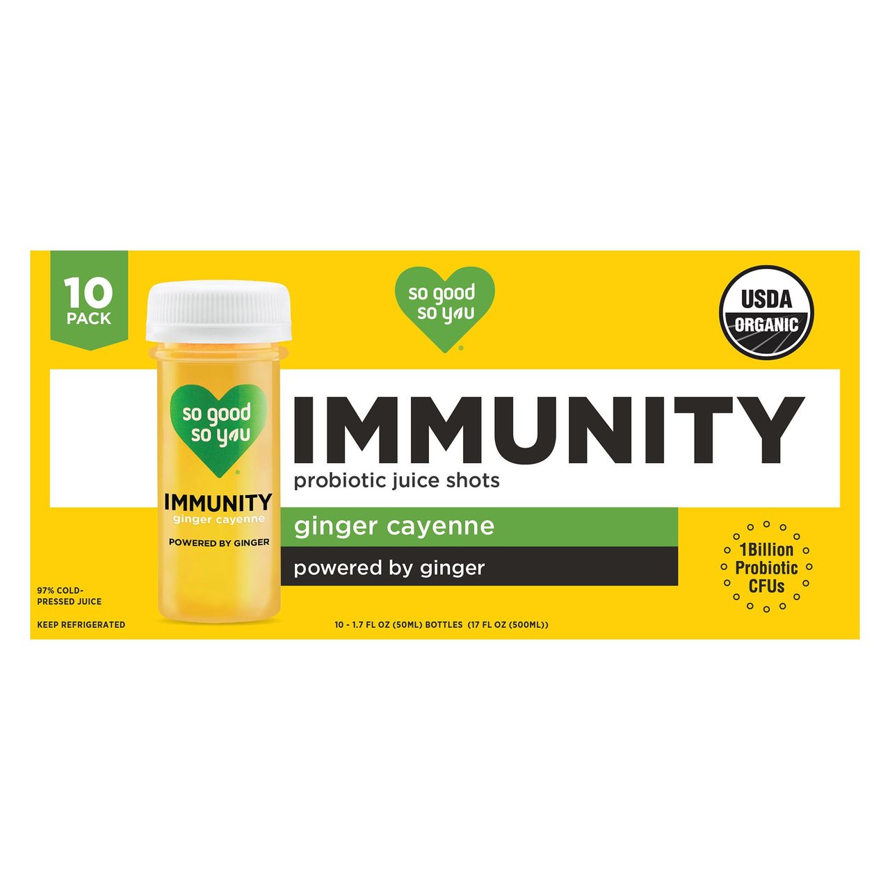 So Good So You Immunity Shots, Ginger Cayenne, 10 Pack, 1.7 oz - Image 1