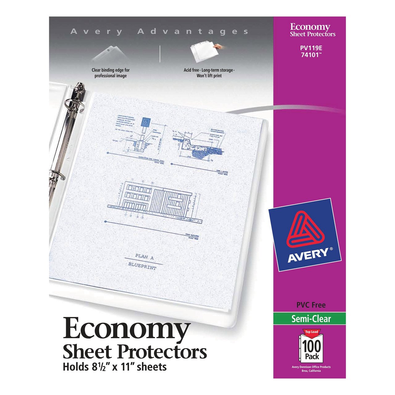 Avery Economy Sheet Protectors, Top Load, 100-Count (AVE74101)