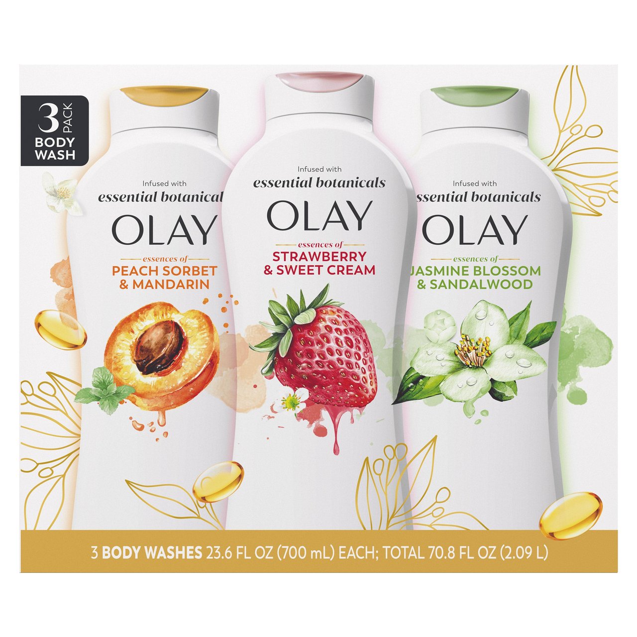 Olay Essential Botanicals Body Wash 3-Pack - Image 1