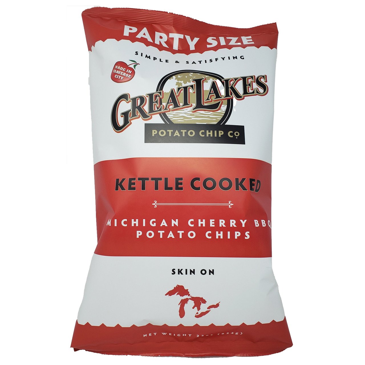 Great Lakes Michigan Cherry BBQ Kettle Cooked Potato Chips, 22 oz Bag - Image 1