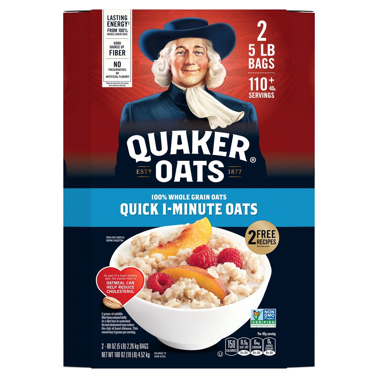 Quaker Quick Oats, 2 × 80 oz Bags (10 lbs Total) - Image 1