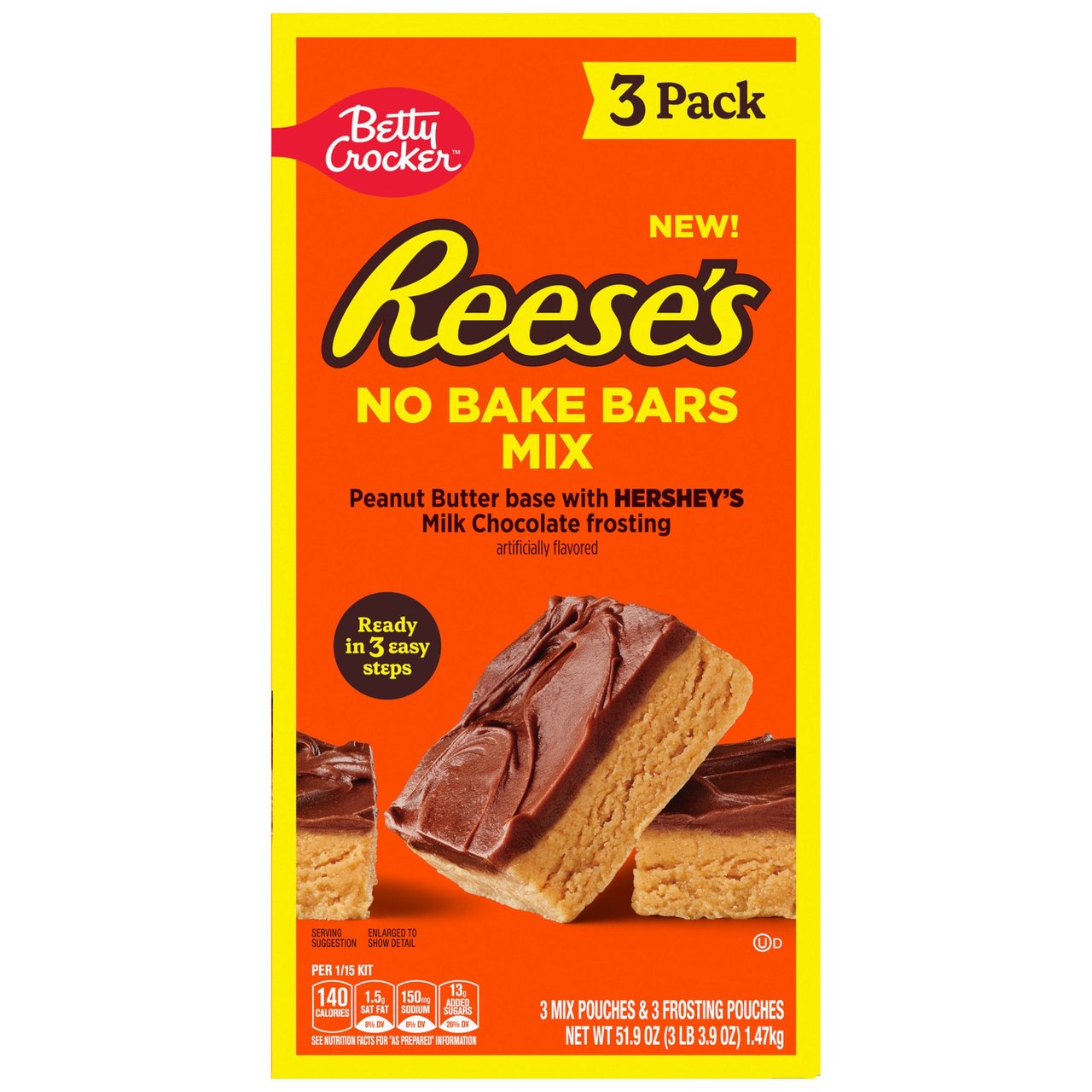 Reese's No Bake Bar Mix, 3 x 17.3 oz Bags - Image 1